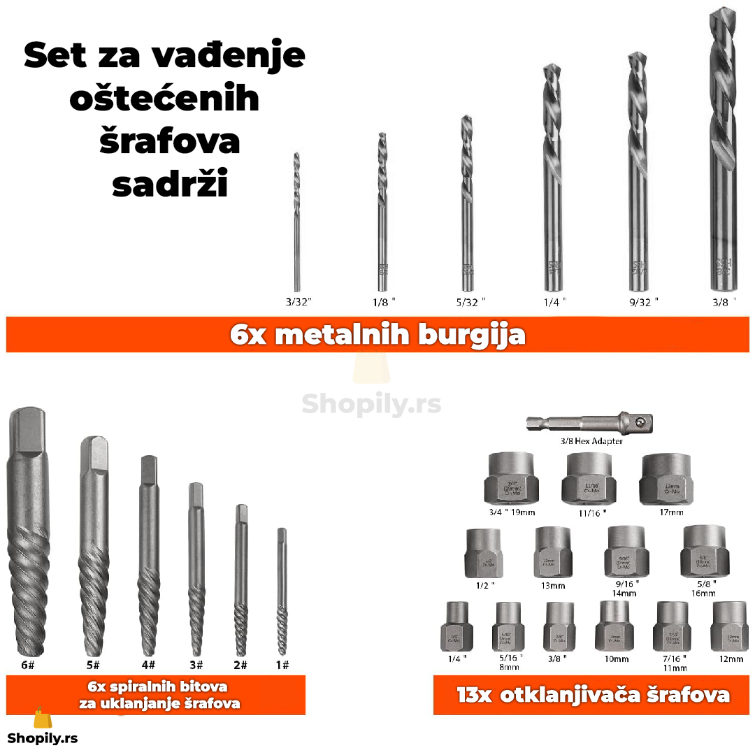 set za vađenje ostecenih srafova